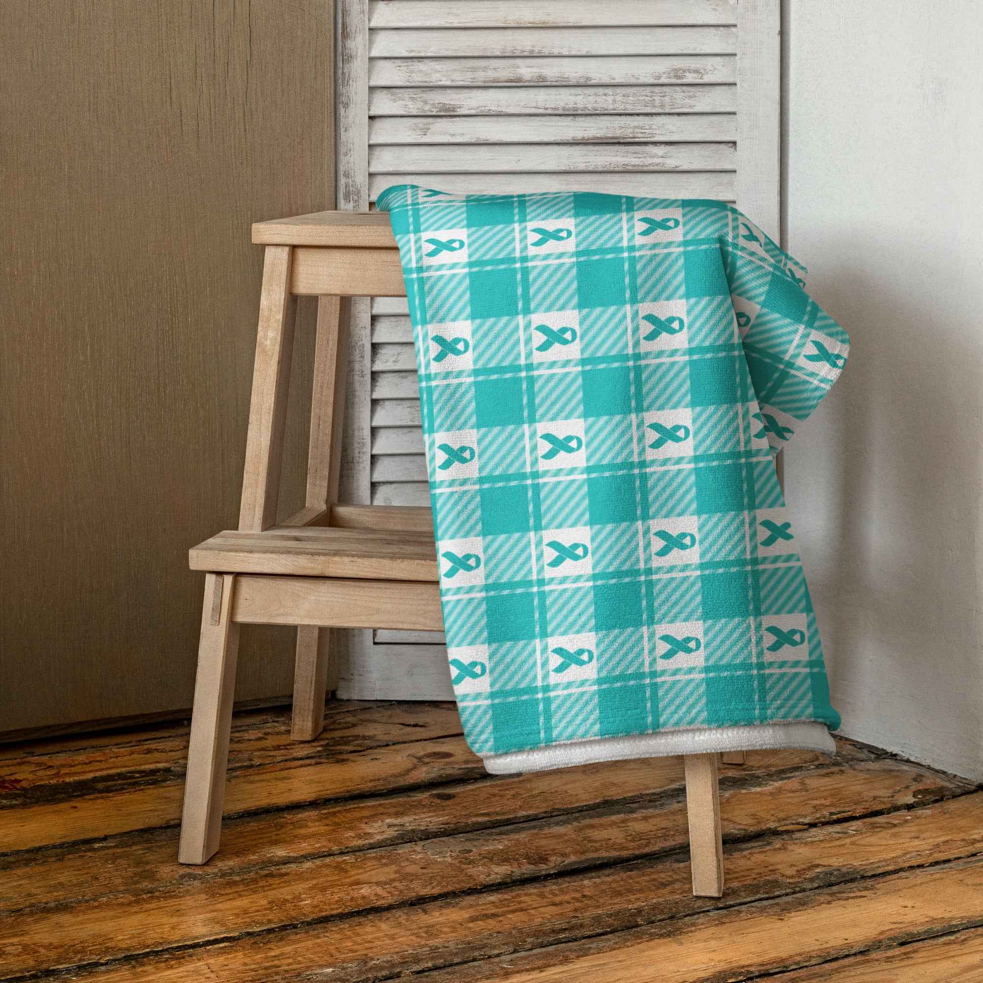 Beach Towel Ovarian Cancer Awareness Plaid - Scottish Squares