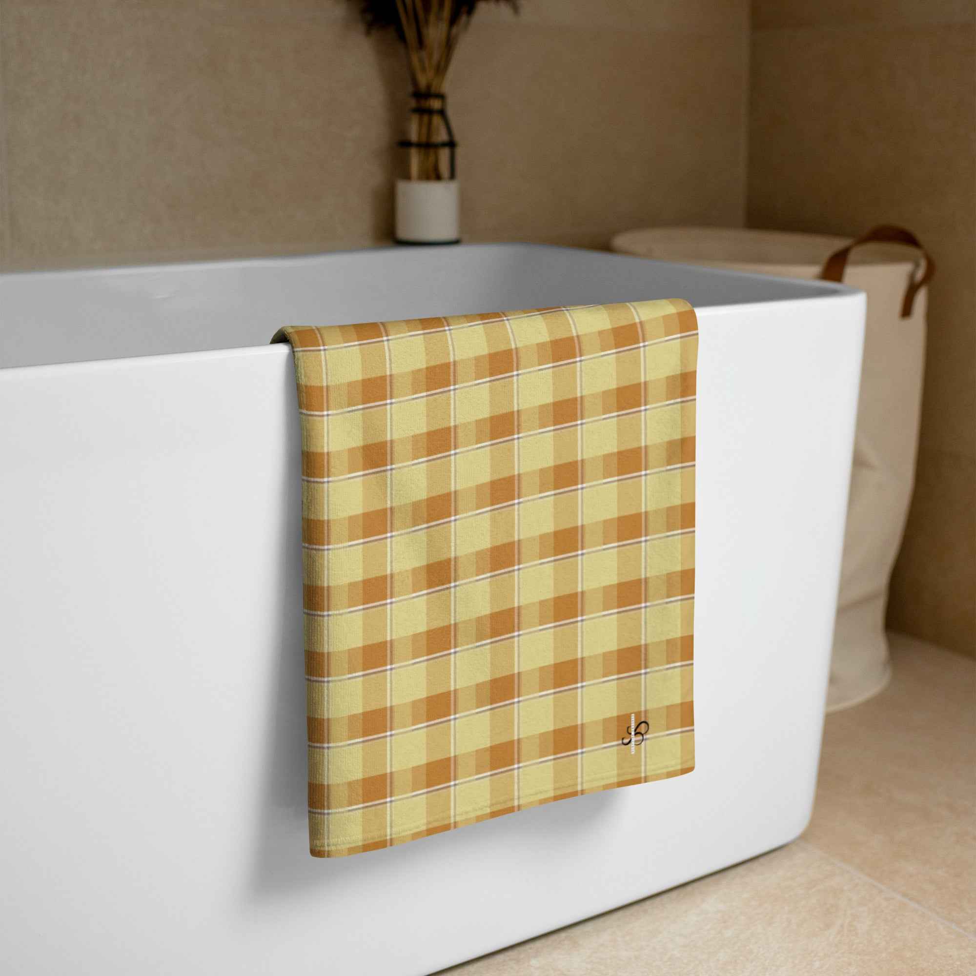 Zombie and Copper Plaid Beach Towel - Scottish Squares