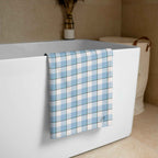 Pink Cloud and Blue Lagoon Plaid Beach Towel - Scottish Squares