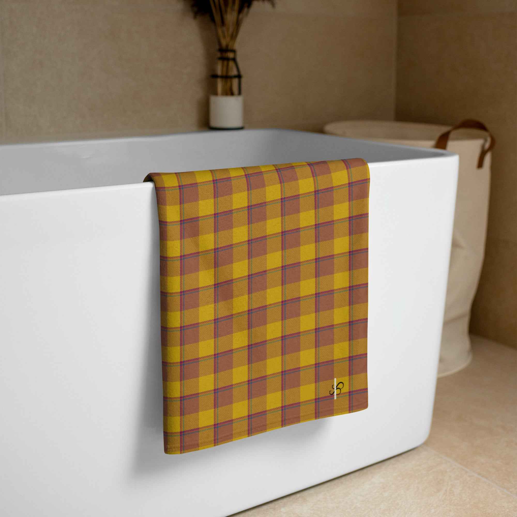 Potters Clay and Pizza Plaid Beach Towel - Scottish Squares
