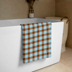 Blizzard Blue and Livid Brown Plaid Beach Towel - Scottish Squares