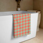 Spring Rain and Persimmon Plaid Beach Towel - Scottish Squares