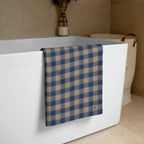 Cello and Donkey Brown Plaid Beach Towel - Scottish Squares