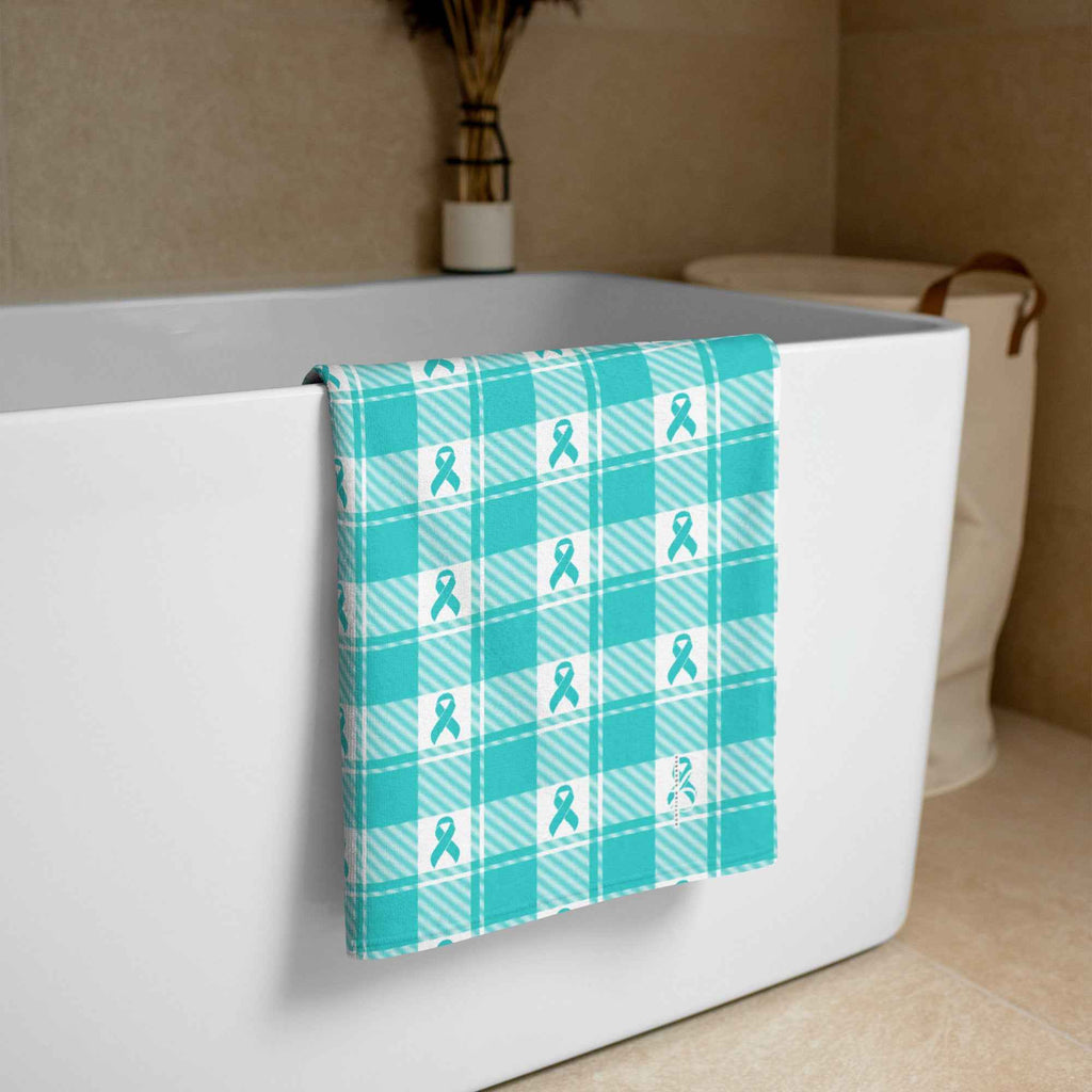 Beach Towel Ovarian Cancer Awareness Plaid - Scottish Squares