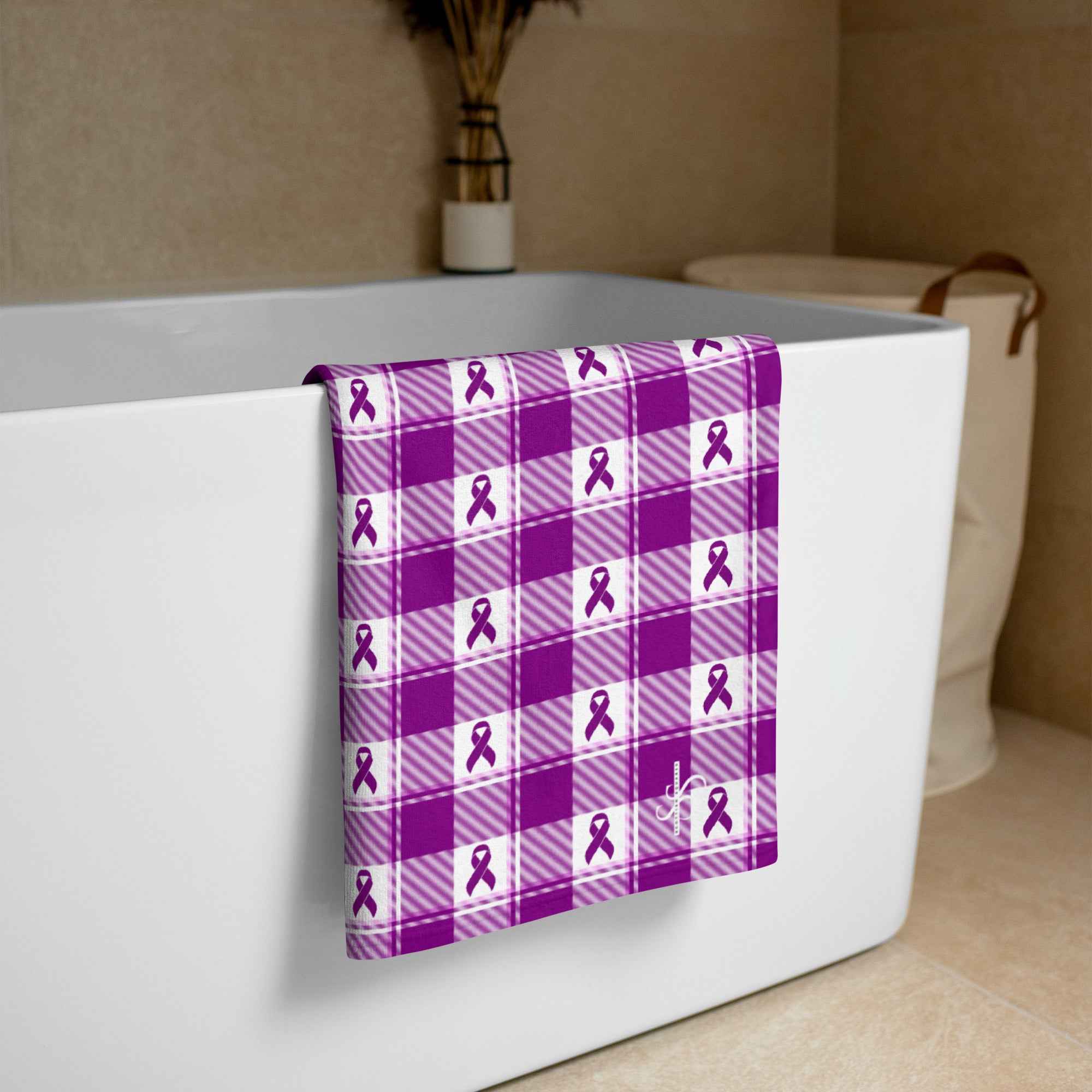 Beach Towel Pancreatic Cancer Awareness Plaid - Scottish Squares