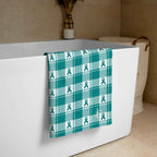Beach Towel Cervical Cancer Awareness Plaid, Teal Ribbon, Supportive Gift - Scottish Squares