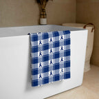 Beach Towel Colorectal Cancer Awareness Plaid, Dark Blue Ribbon, Supportive Gift - Scottish Squares
