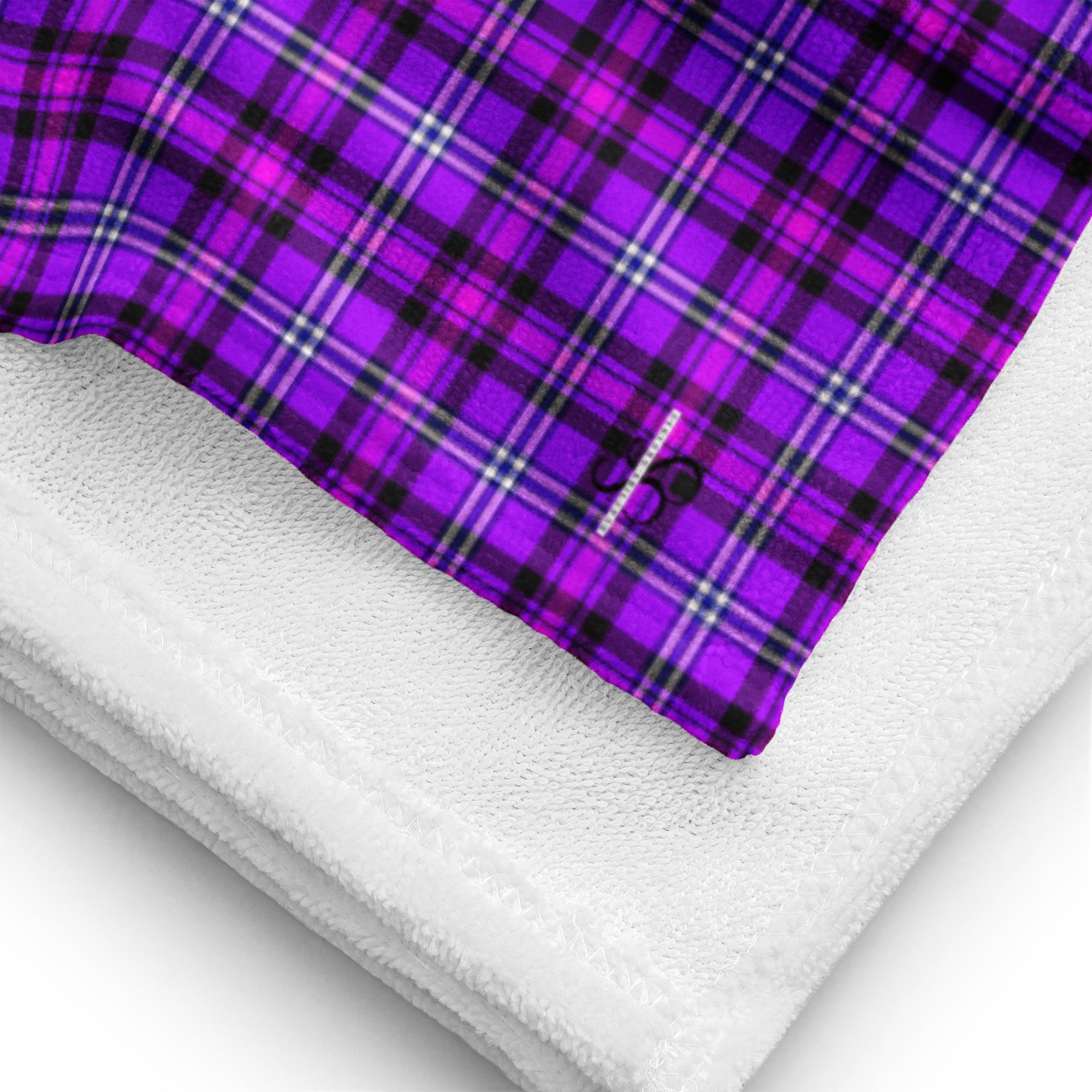 Electric Violet and Fuchsia Plaid Beach Towel - Scottish Squares