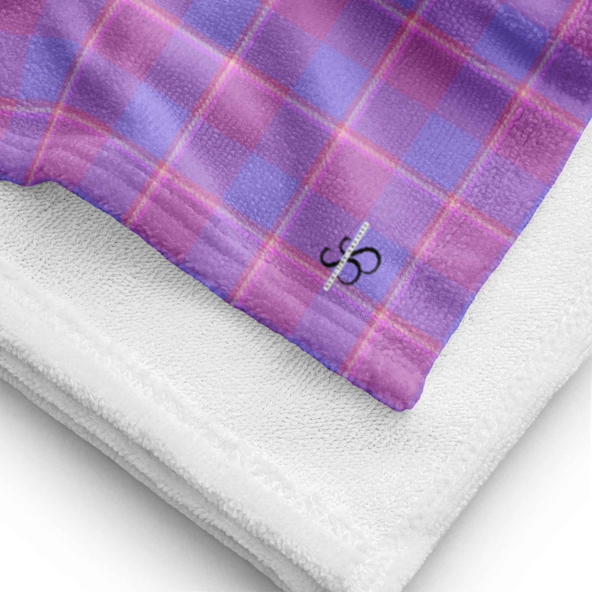 Viola and Dull Lavender Plaid Beach Towel - Scottish Squares