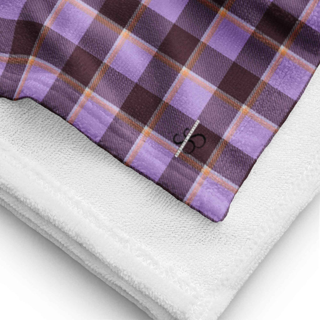 Light Wisteria and Livid Brown Plaid Beach Towel - Scottish Squares