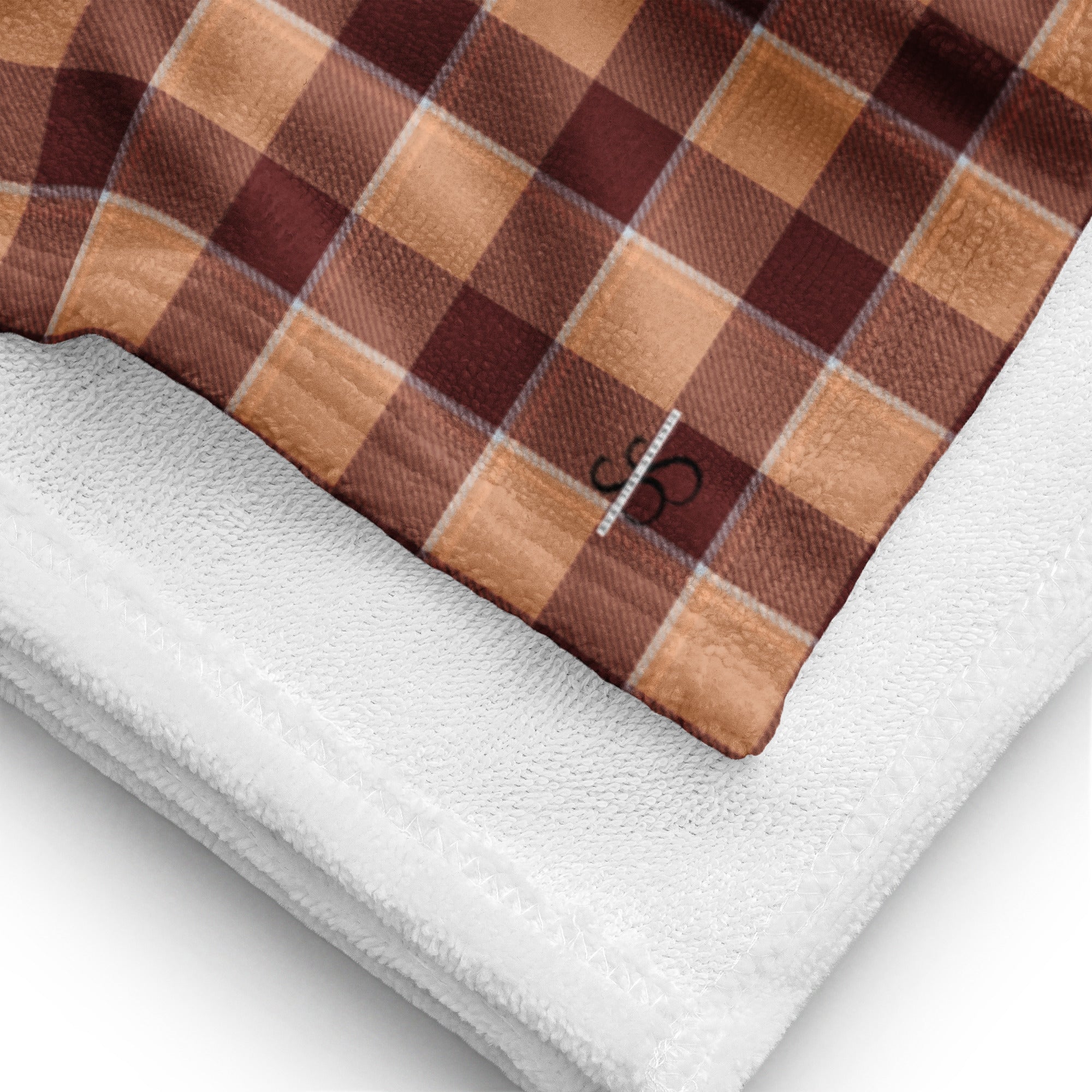Whiskey and Livid Brown Plaid Beach Towel - Scottish Squares