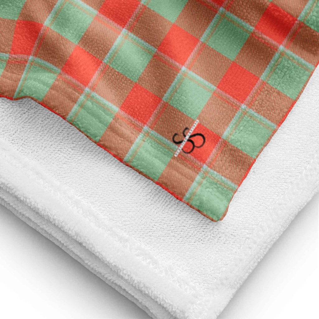 Spring Rain and Persimmon Plaid Beach Towel - Scottish Squares