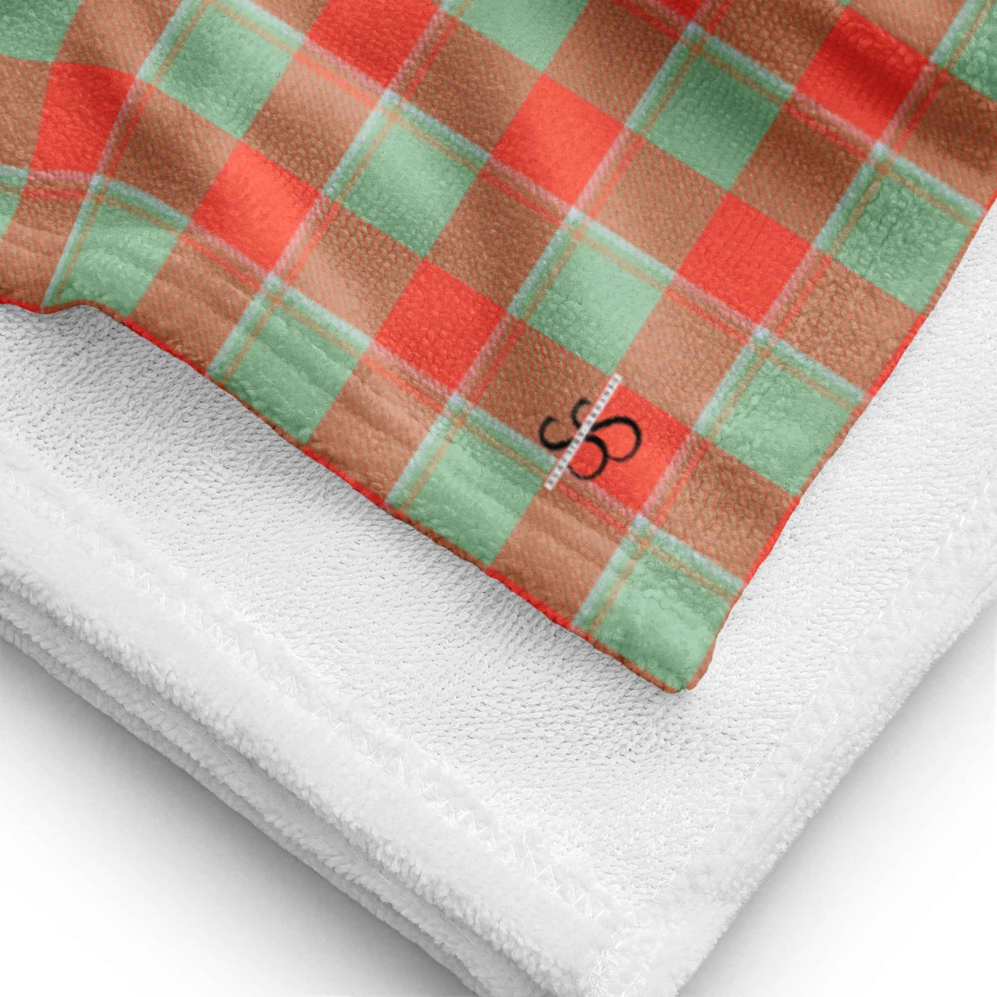 Spring Rain and Persimmon Plaid Beach Towel - Scottish Squares