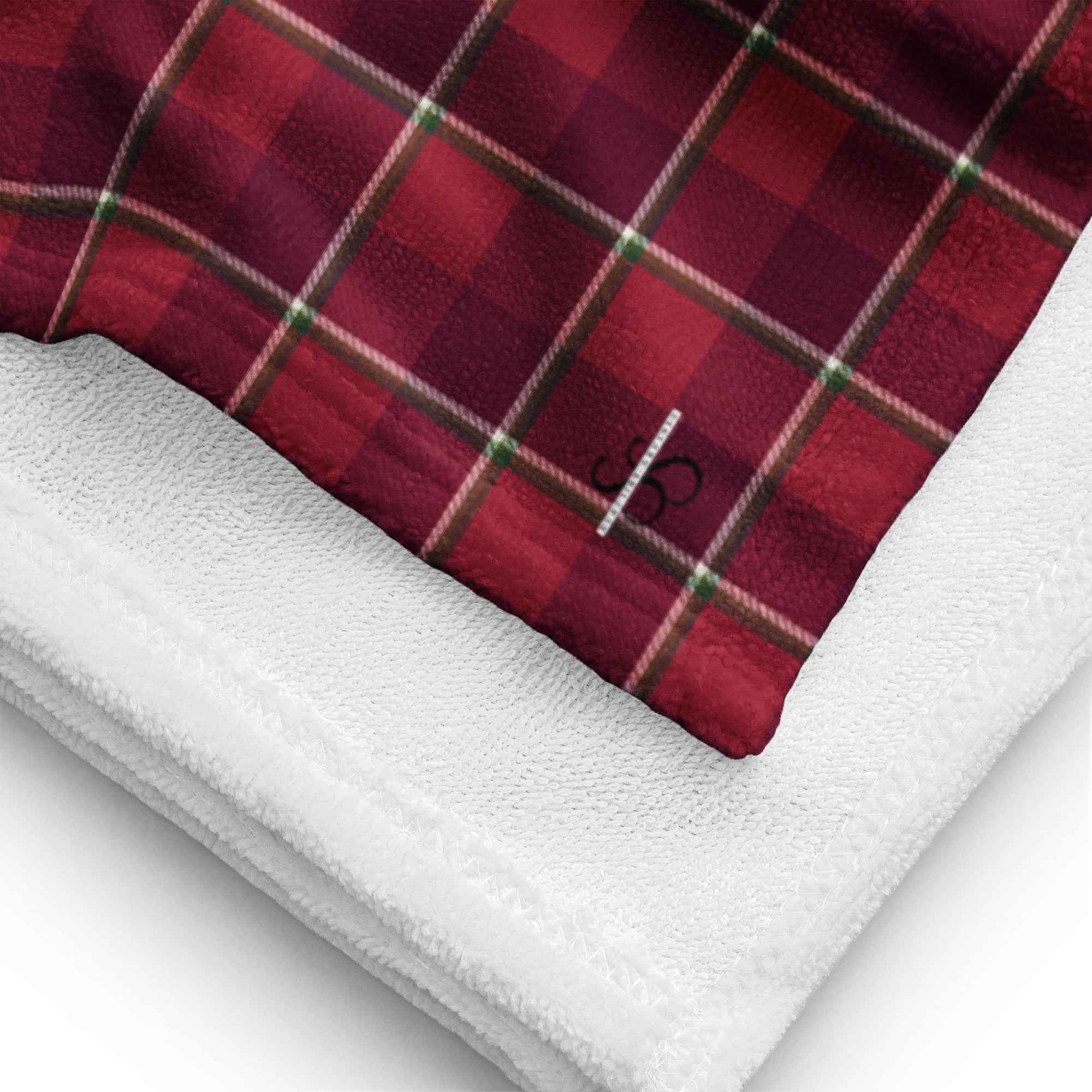 Old Brick and Cab Sav Plaid Beach Towel - Scottish Squares