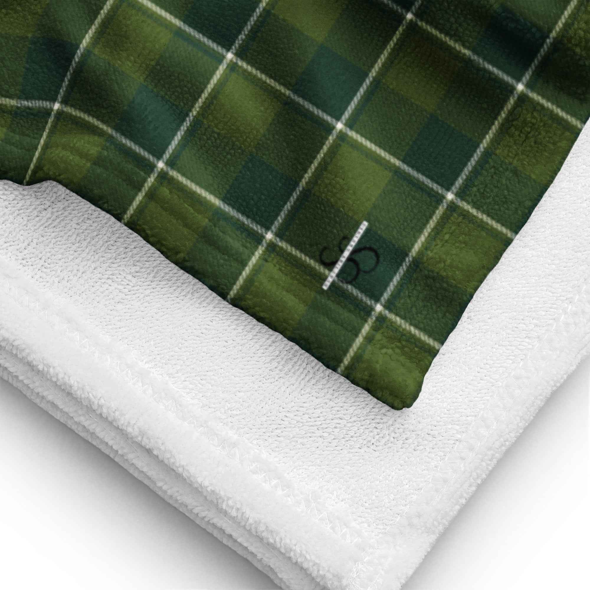 Woodland And Evergreen Plaid Beach Towel - Scottish Squares
