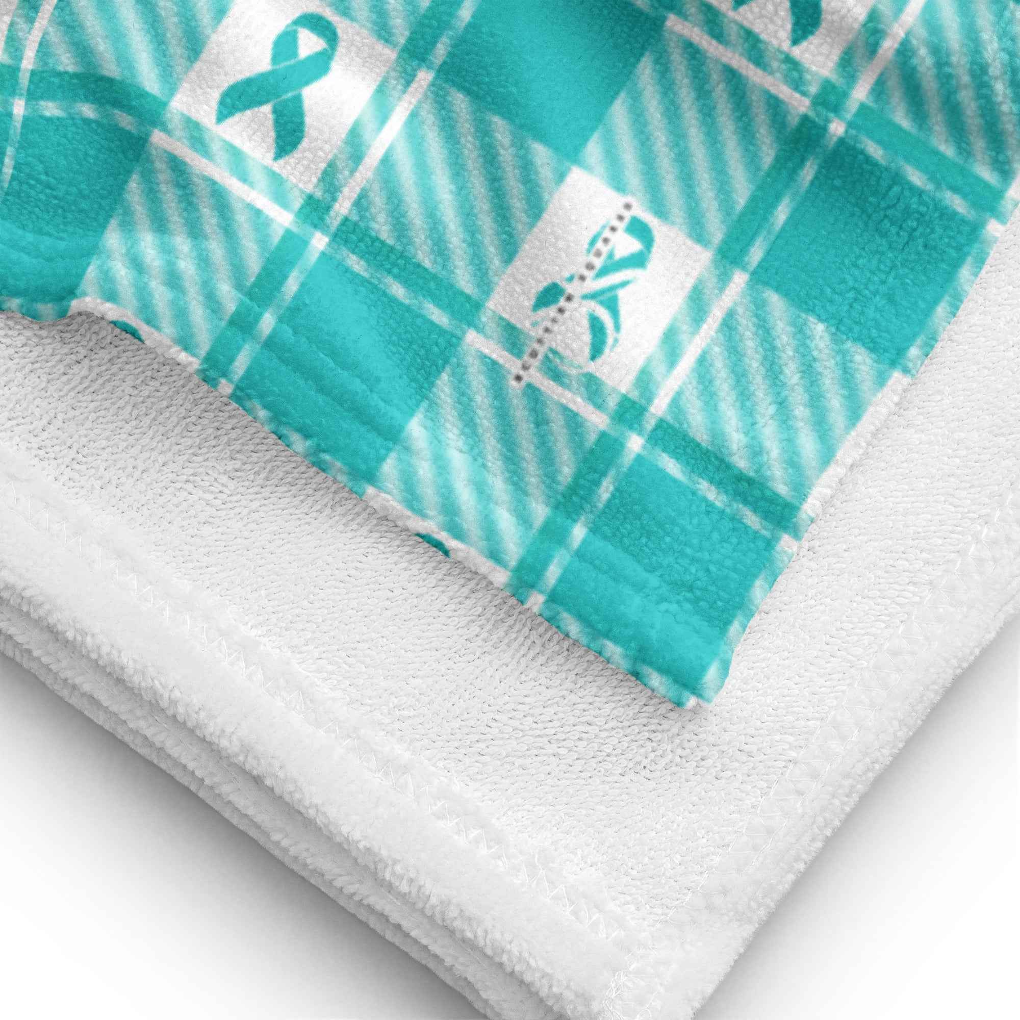 Beach Towel Ovarian Cancer Awareness Plaid - Scottish Squares