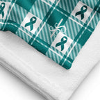 Beach Towel Cervical Cancer Awareness Plaid, Teal Ribbon, Supportive Gift - Scottish Squares