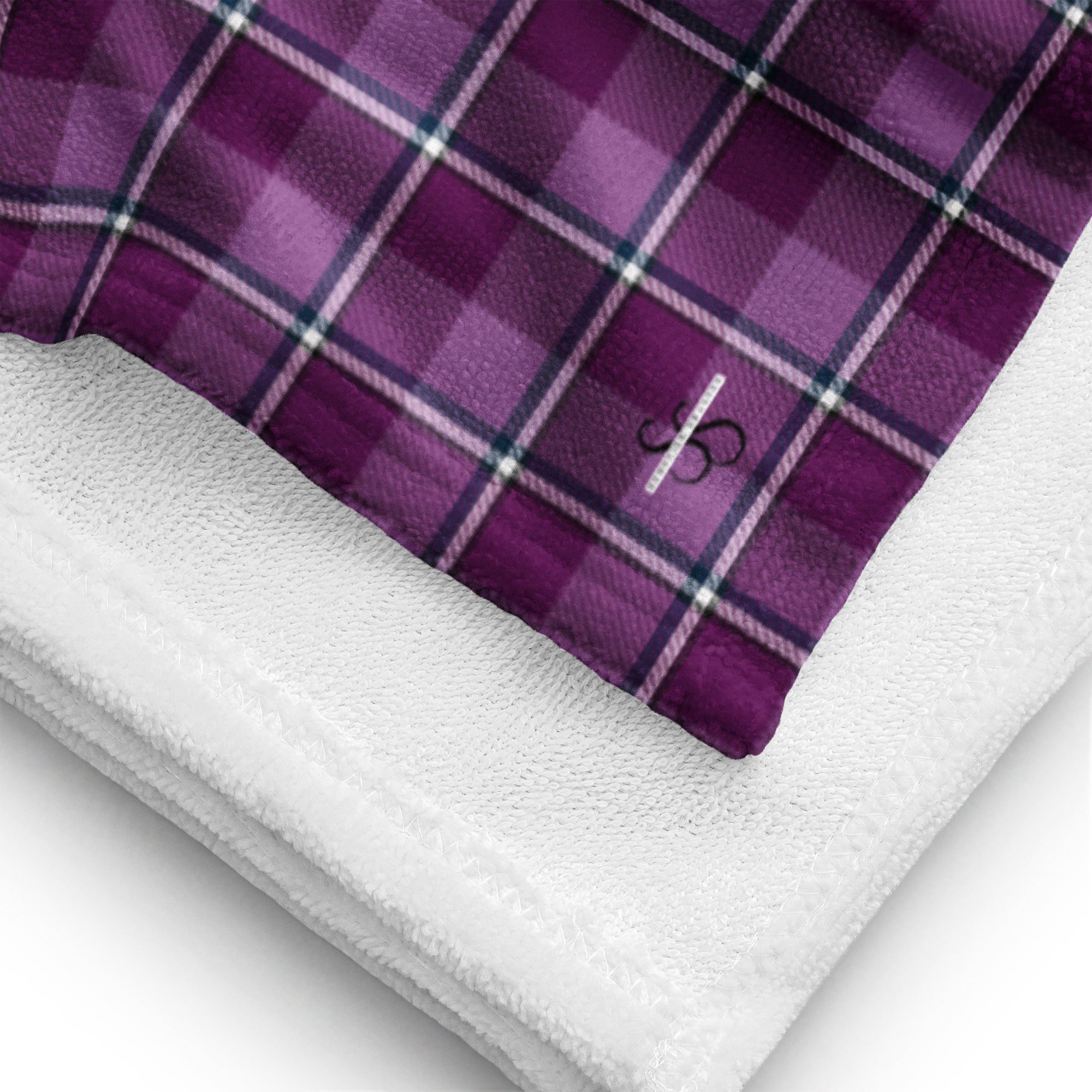 Purple and Trendy Pink Plaid Beach Towel - Scottish Squares