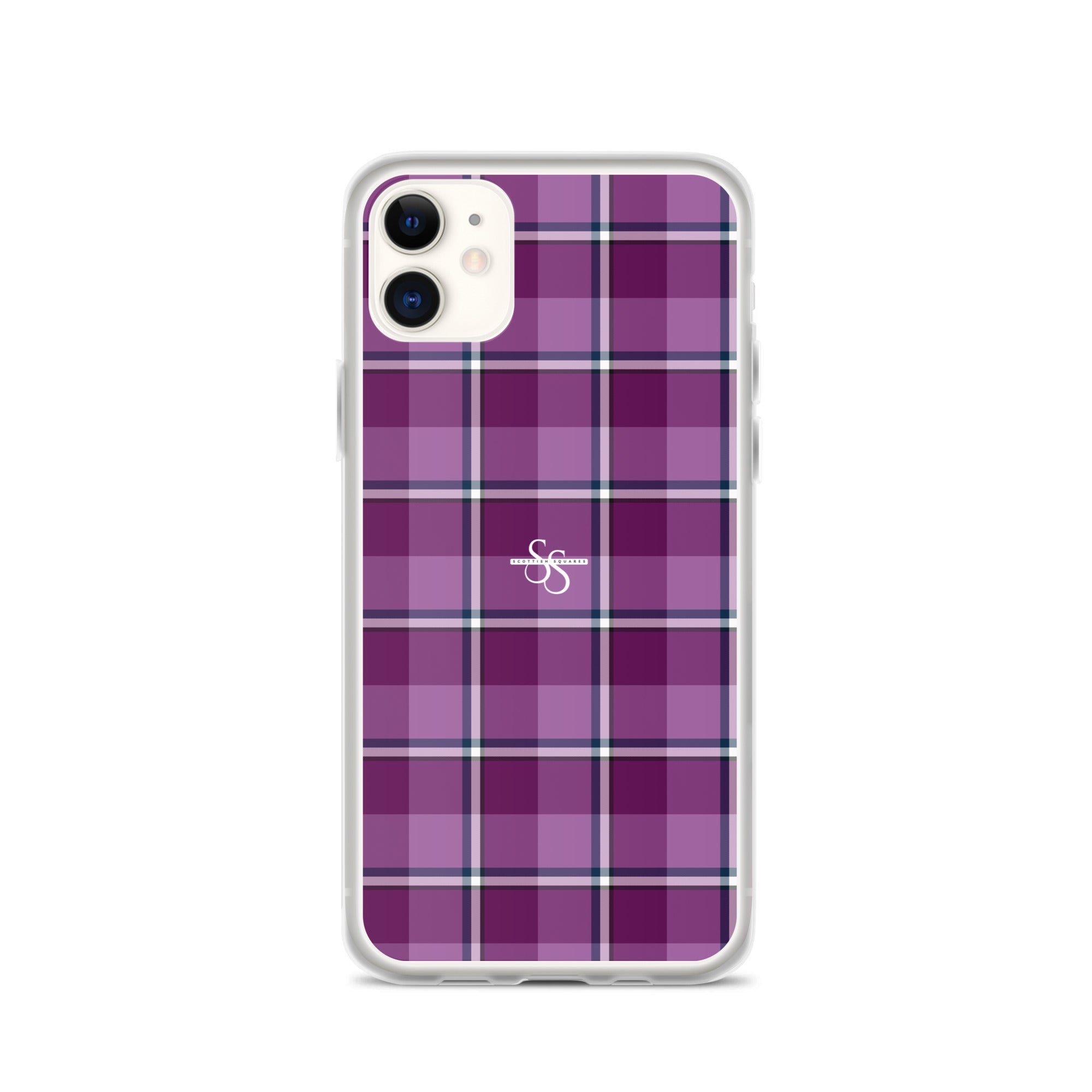 Clear Case for iPhone Purple and Trendy Pink Plaid - Scottish Squares