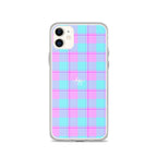 Clear Case for iPhone Mauve and Coastal Mist Plaid - Scottish Squares