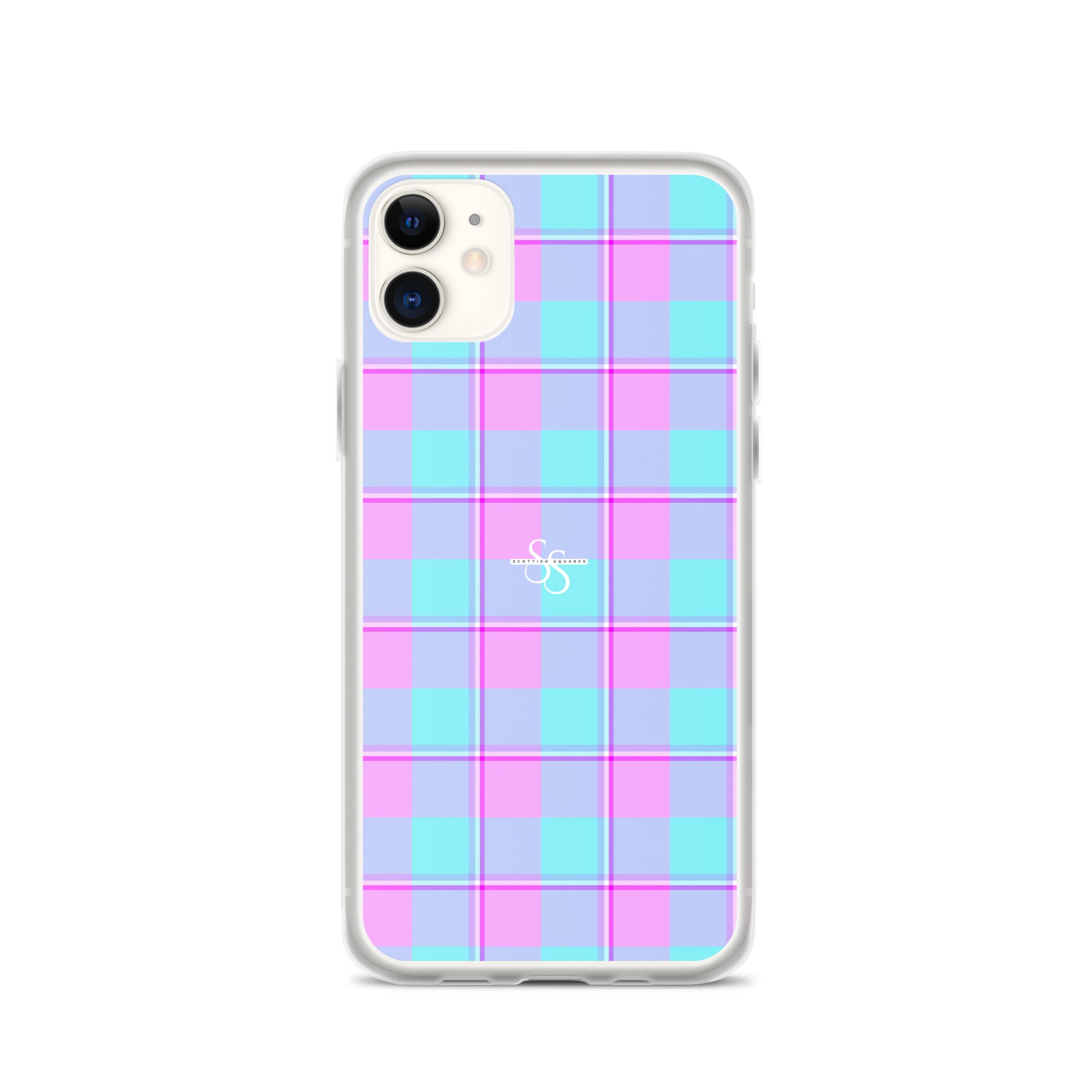 Clear Case for iPhone Mauve and Coastal Mist Plaid - Scottish Squares