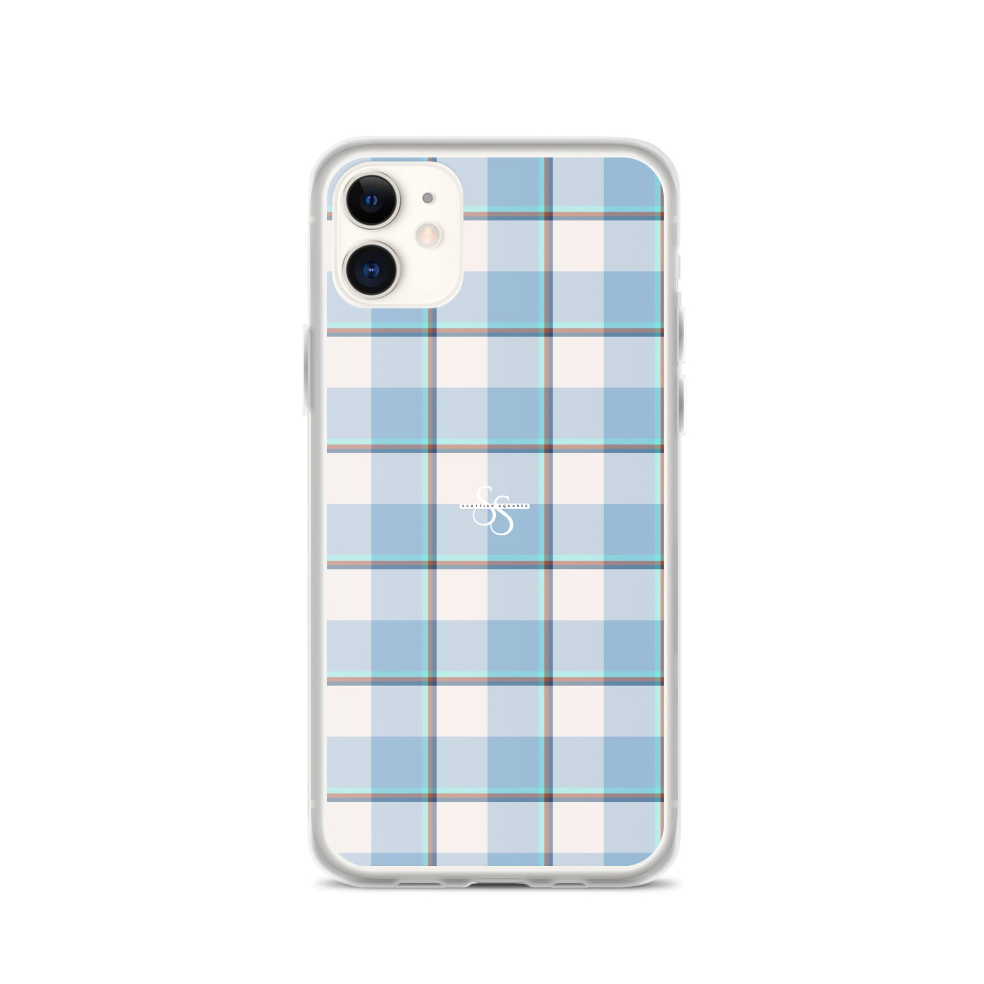 Clear Case for iPhone Pink Cloud and Blue Lagoon Plaid - Scottish Squares
