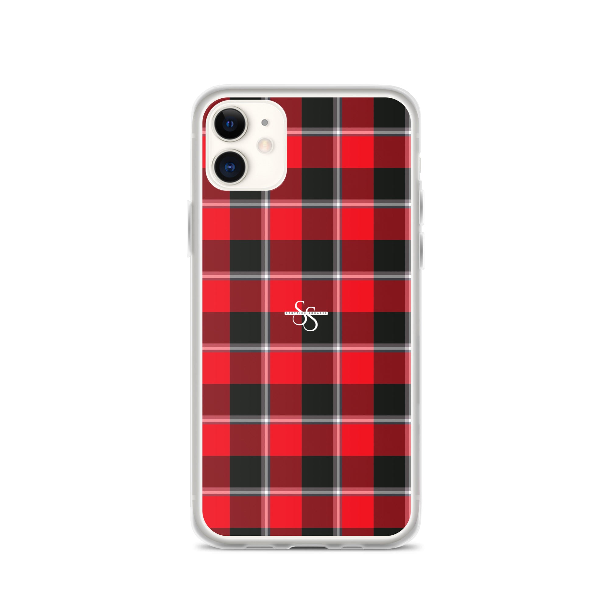 Clear Case for iPhone Red Ribbon and Heavy Metal Plaid - Scottish Squares