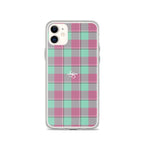 Clear Case for iPhone Vista Blue and Turkish Rose Plaid - Scottish Squares