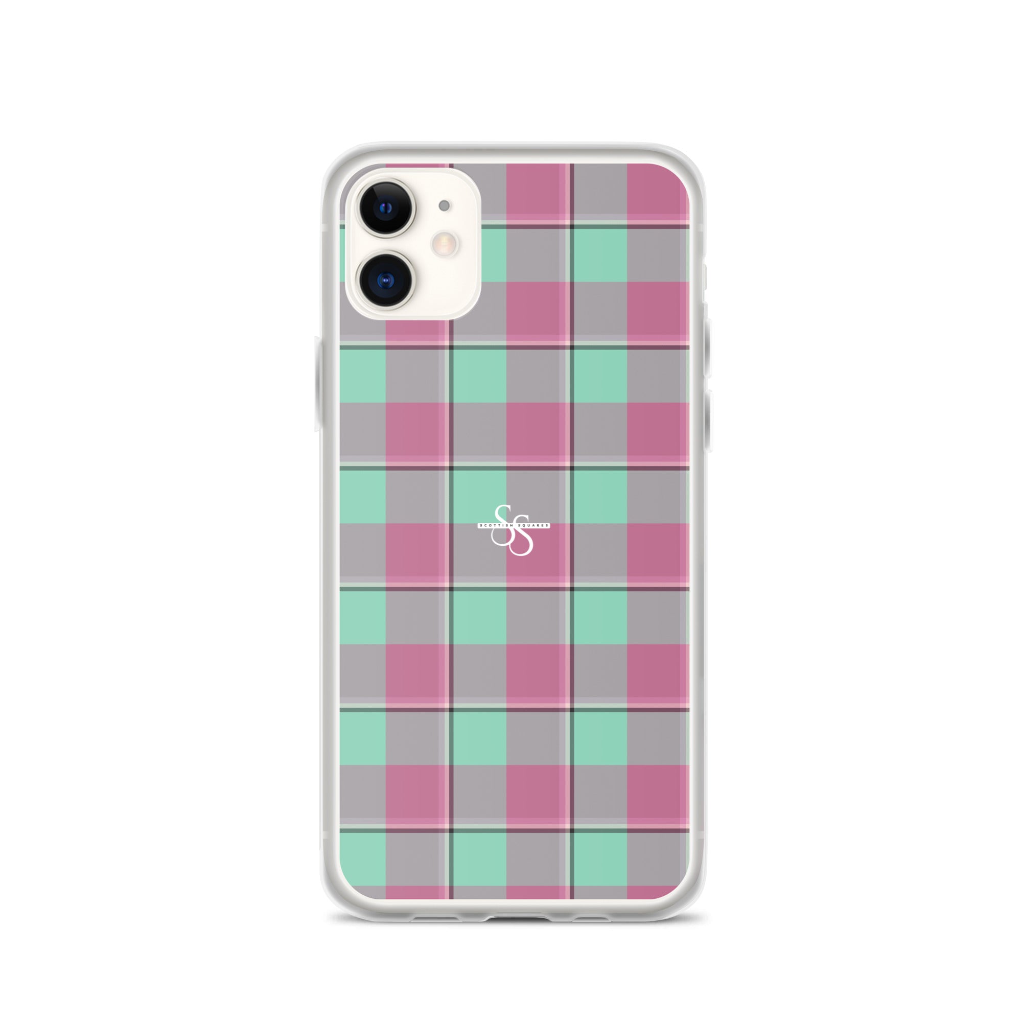 Clear Case for iPhone Vista Blue and Turkish Rose Plaid - Scottish Squares