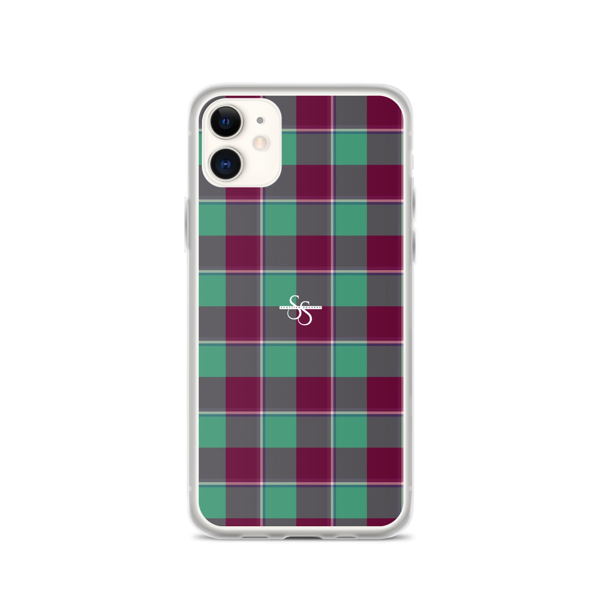 Clear Case for iPhone Ocean Green and Mulberry Wood Plaid - Scottish Squares