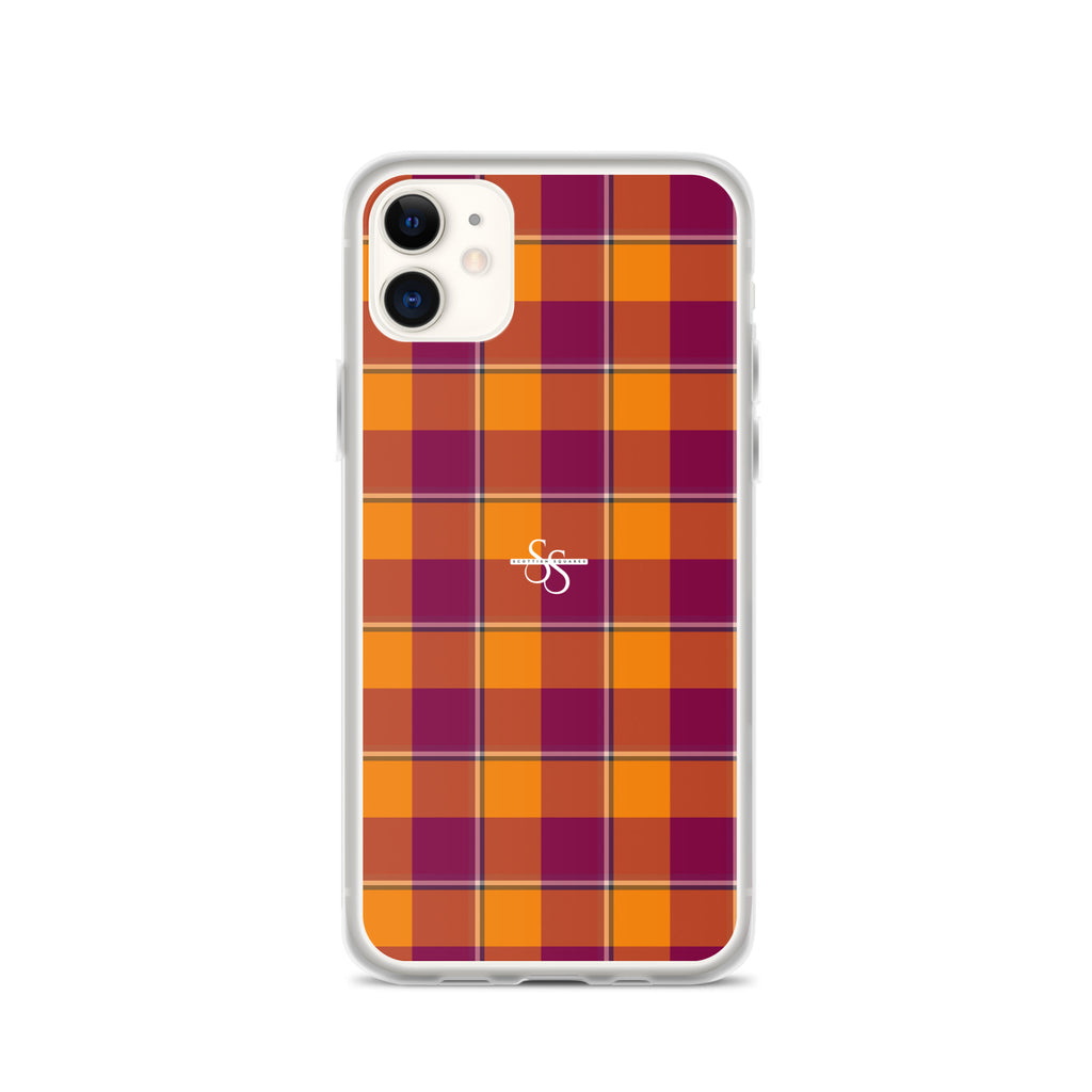 Clear Case for iPhone Tahiti Gold and Rose Bud Cherry Plaid - Scottish Squares