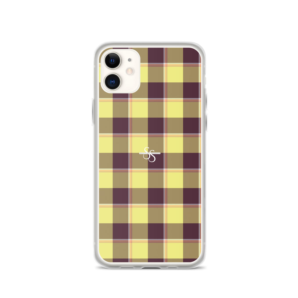 Clear Case for iPhone Flax and Livid Brown Plaid - Scottish Squares