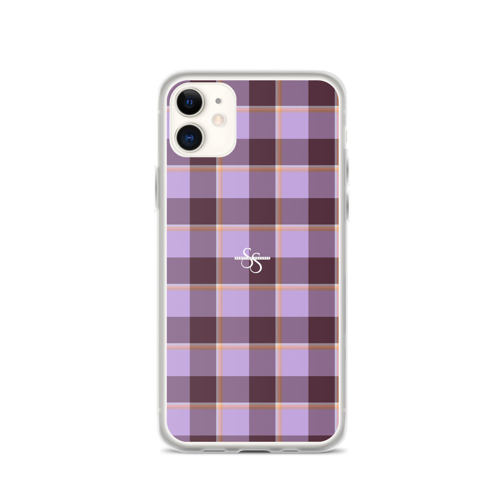 Clear Case for iPhone Light Wisteria and Livid Brown Plaid - Scottish Squares