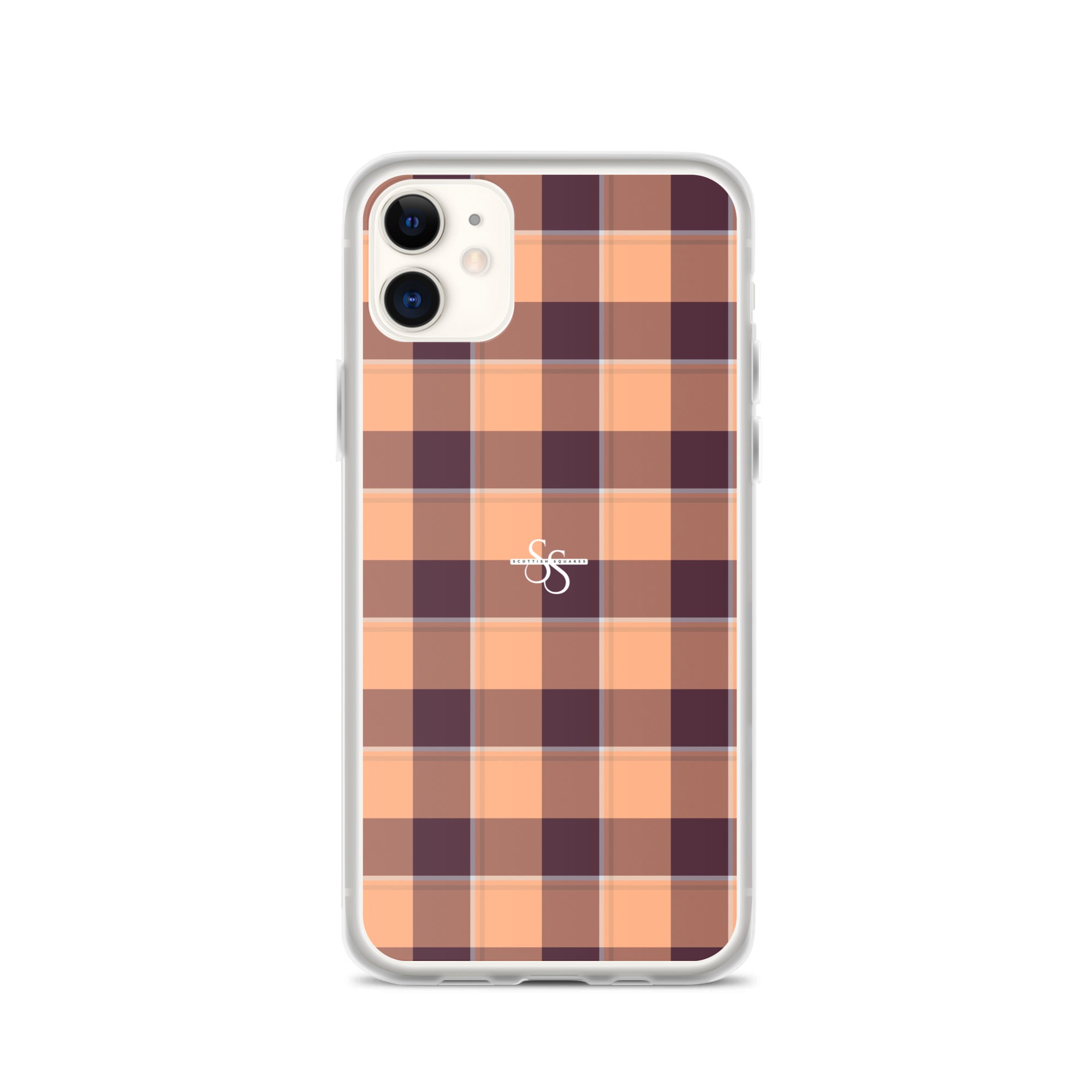 Clear Case for iPhone Hit Pink and Livid Brown Plaid - Scottish Squares