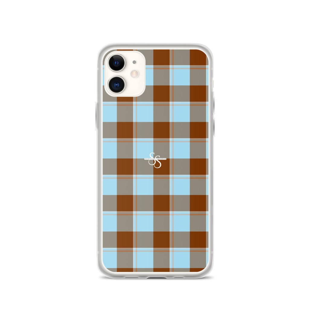 Clear Case for iPhone Blizzard Blue and Livid Brown Plaid - Scottish Squares