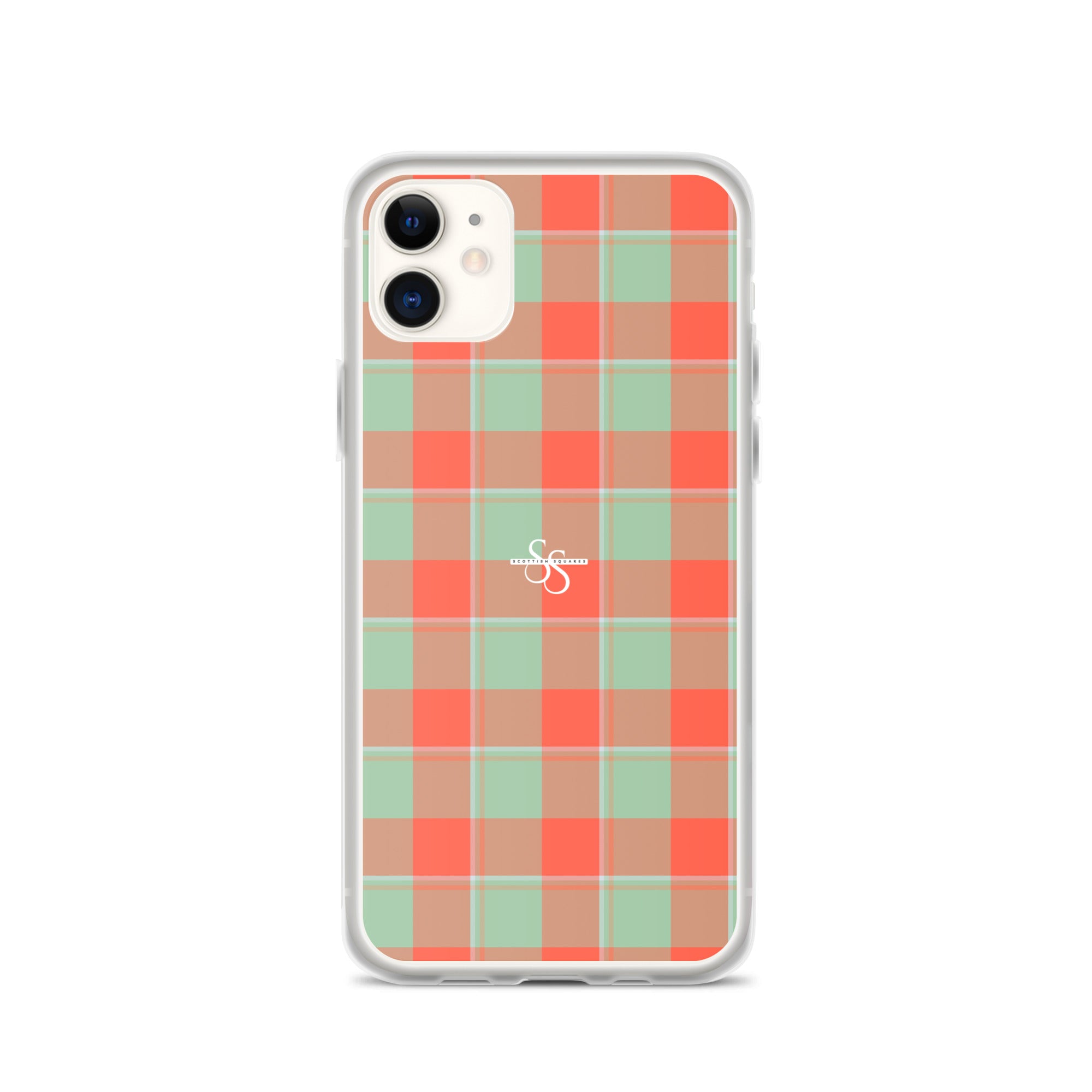 Clear Case for iPhone Spring Rain and Persimmon Plaid - Scottish Squares