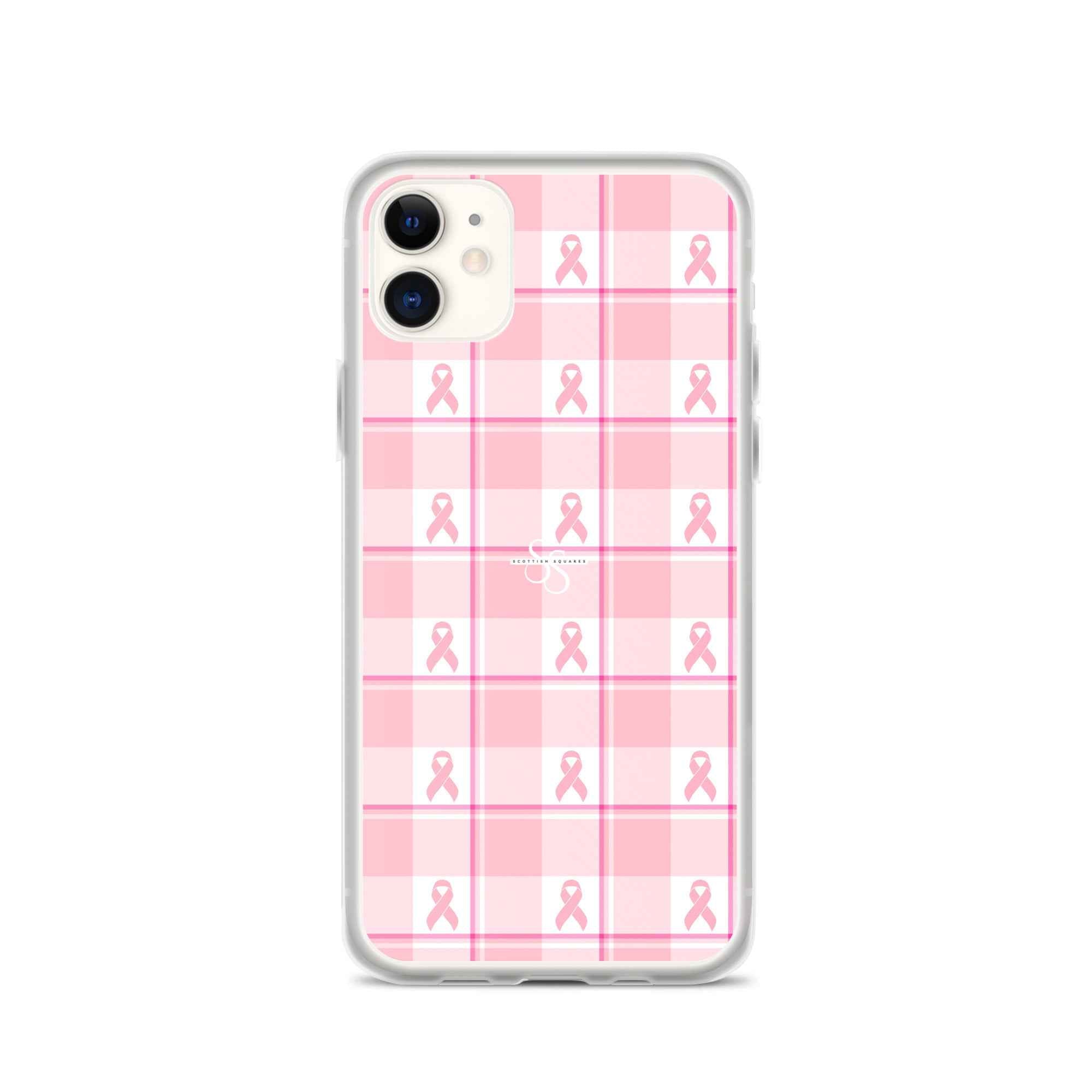 Clear Case for iPhone Breast Cancer Awareness Plaid - Scottish Squares