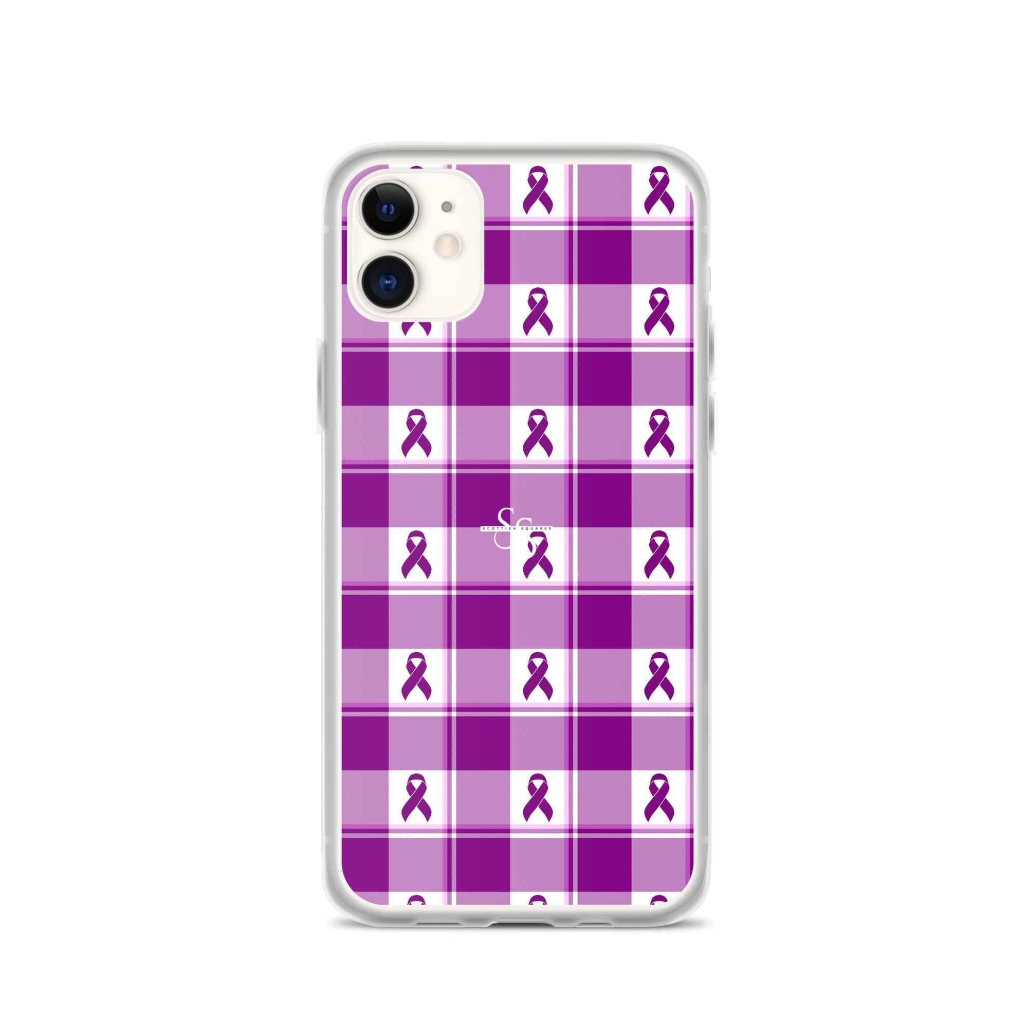 Clear Case for iPhone Pancreatic Cancer Awareness Plaid - Scottish Squares