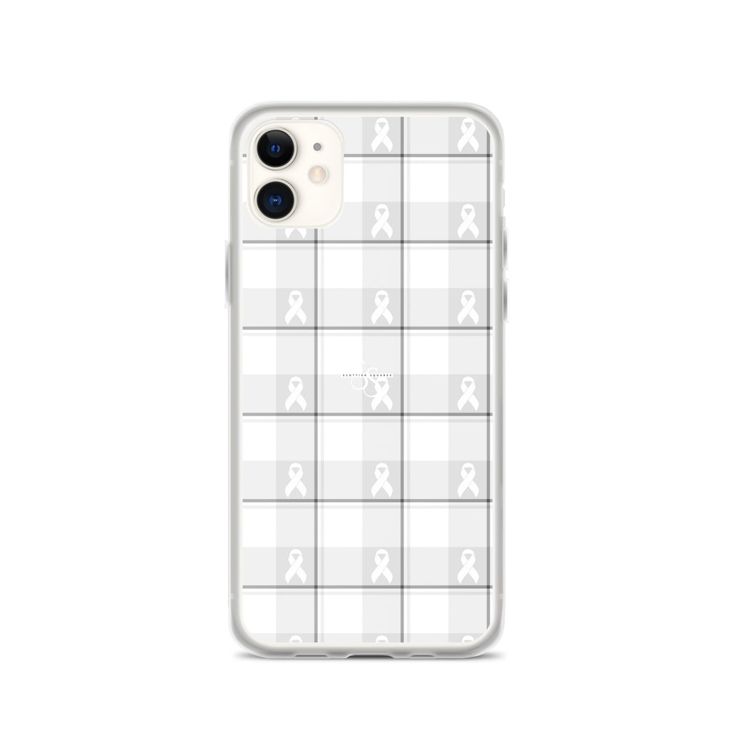 Clear Case for iPhone Lung Cancer Awareness Plaid, White Ribbon, Supportive Gift - Scottish Squares