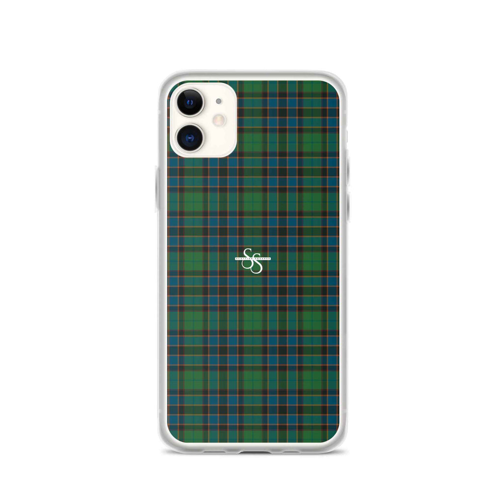 Clear Case for iPhone Green Blue Orange Plaid Tartan