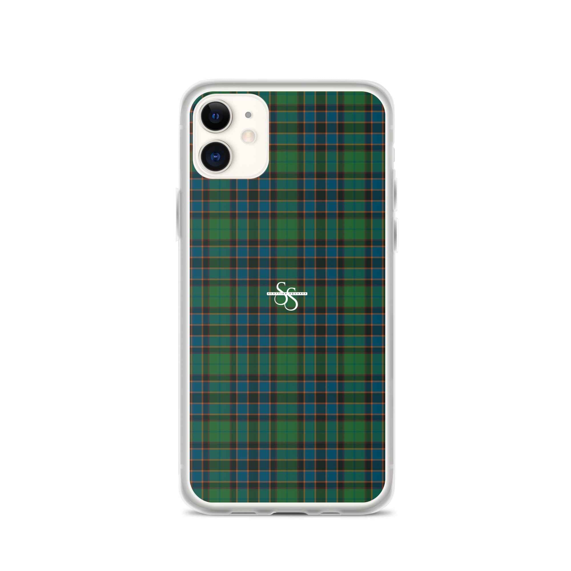 Clear Case for iPhone Green Blue Orange Plaid Tartan