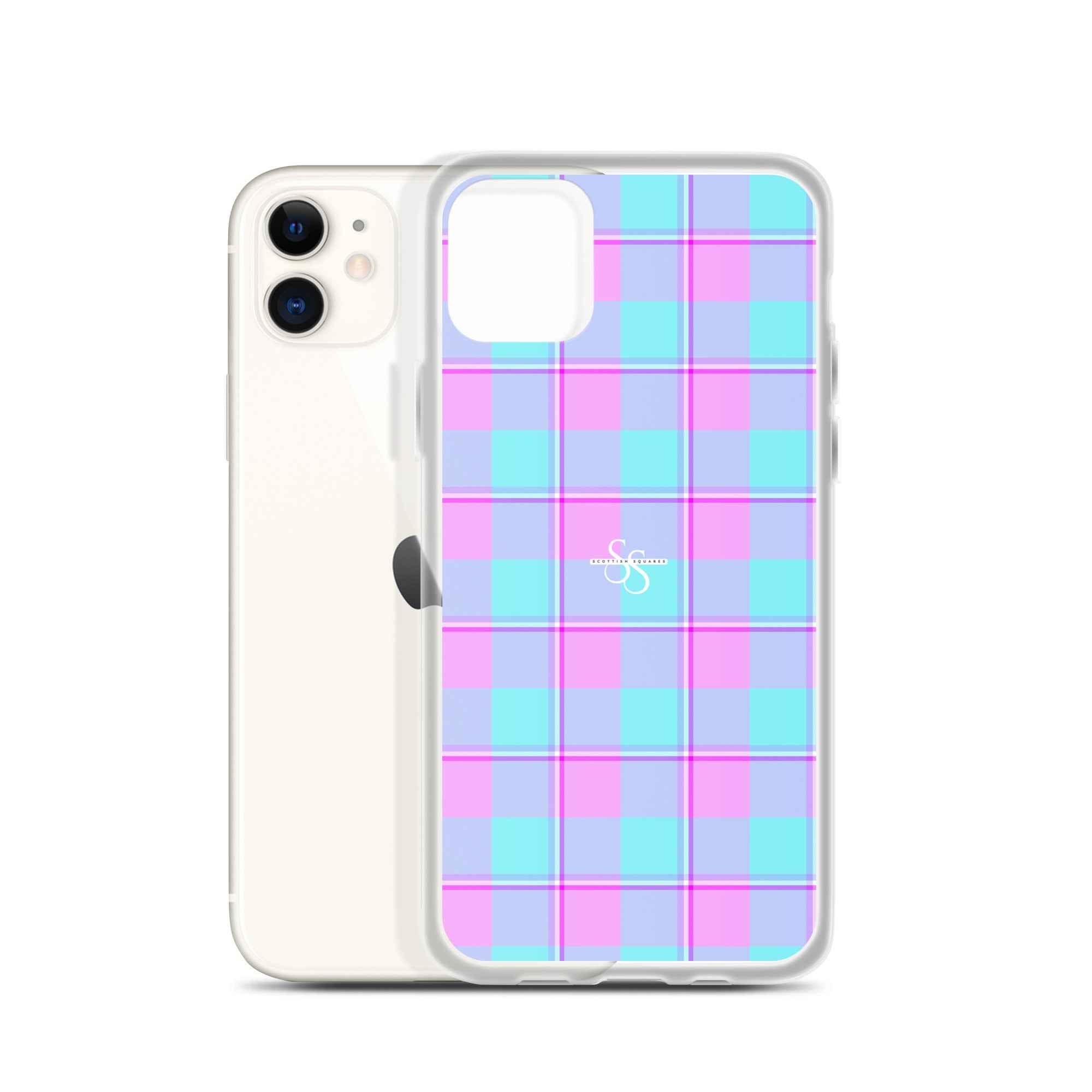 Clear Case for iPhone Mauve and Coastal Mist Plaid iPhone 11 - Scottish Squares