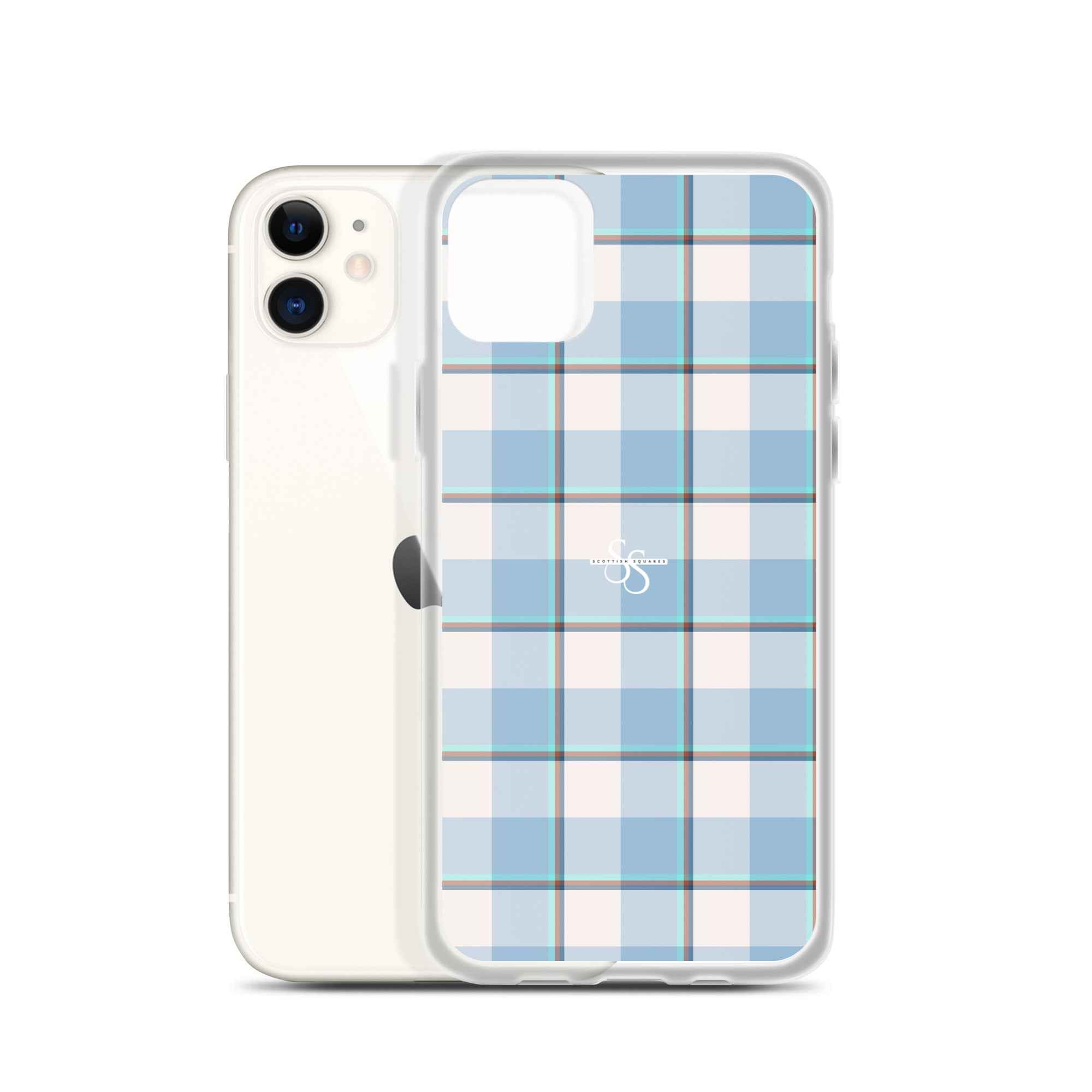 Clear Case for iPhone Pink Cloud and Blue Lagoon Plaid iPhone 11 - Scottish Squares