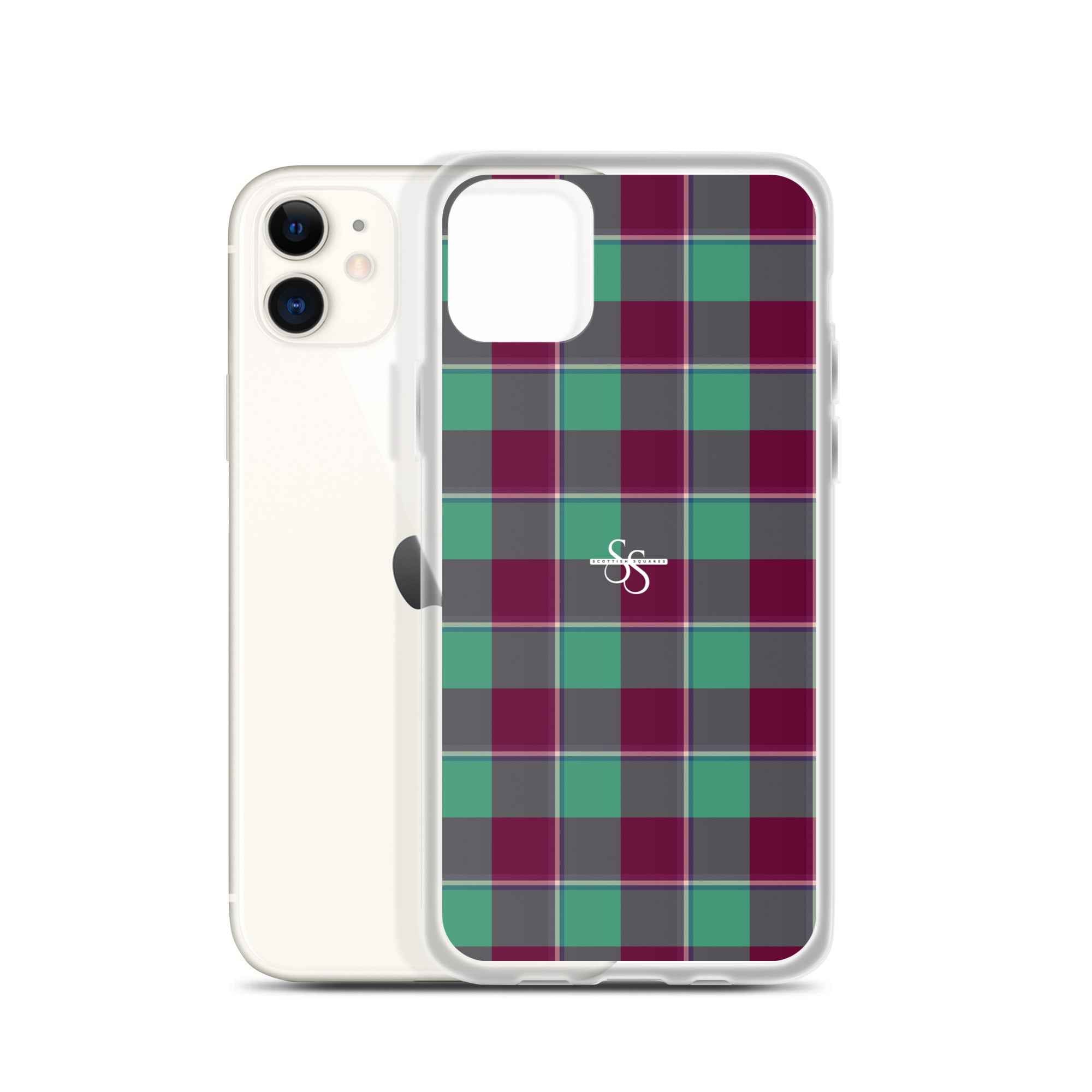 Clear Case for iPhone Ocean Green and Mulberry Wood Plaid iPhone 11 - Scottish Squares