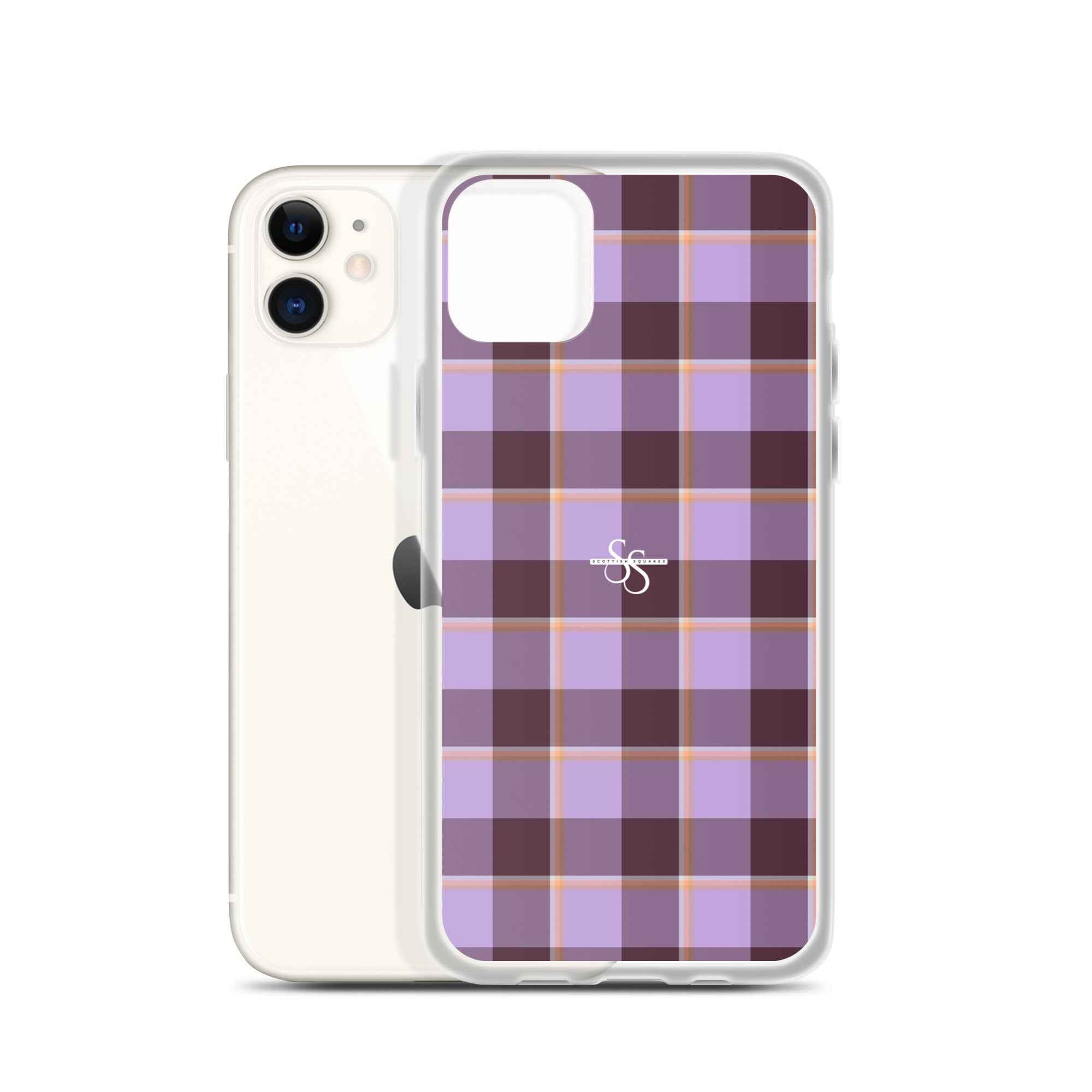 Clear Case for iPhone Light Wisteria and Livid Brown Plaid iPhone 11 - Scottish Squares