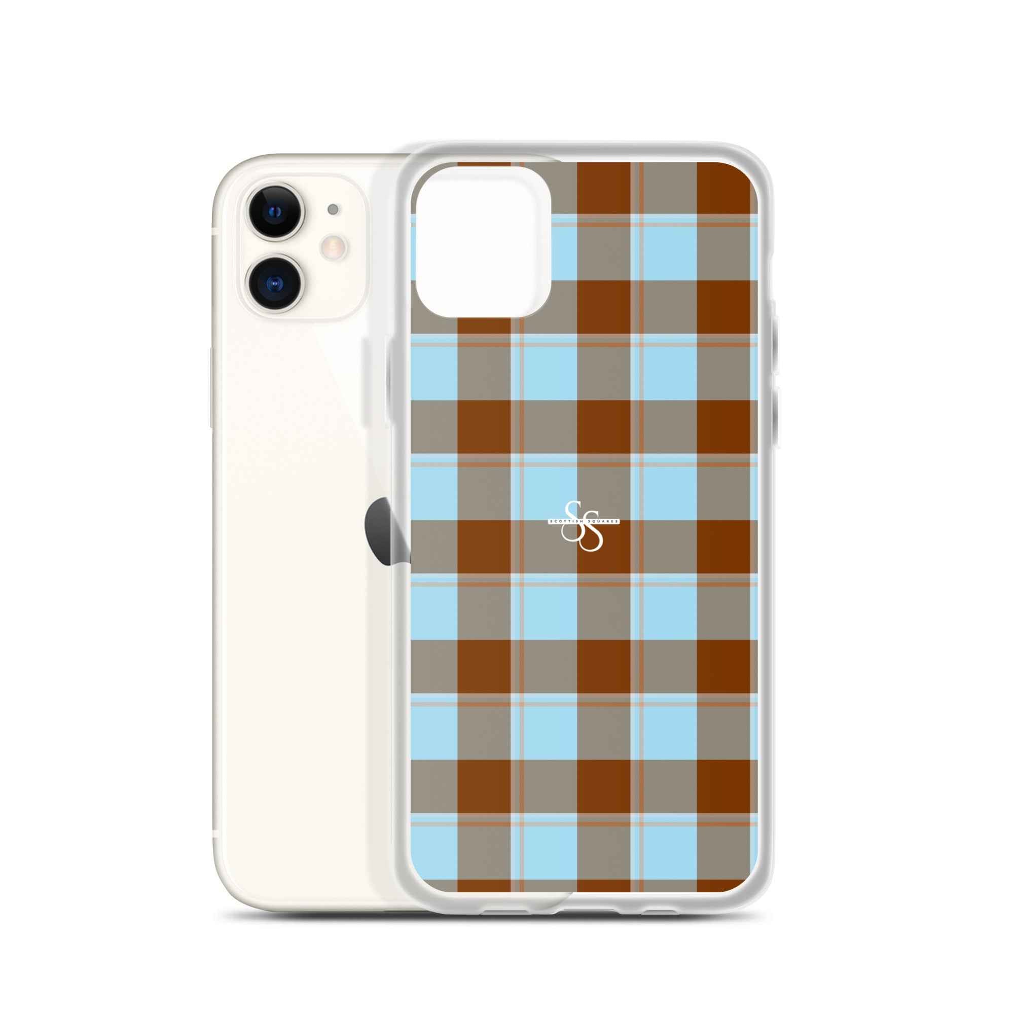 Clear Case for iPhone Blizzard Blue and Livid Brown Plaid iPhone 11 - Scottish Squares
