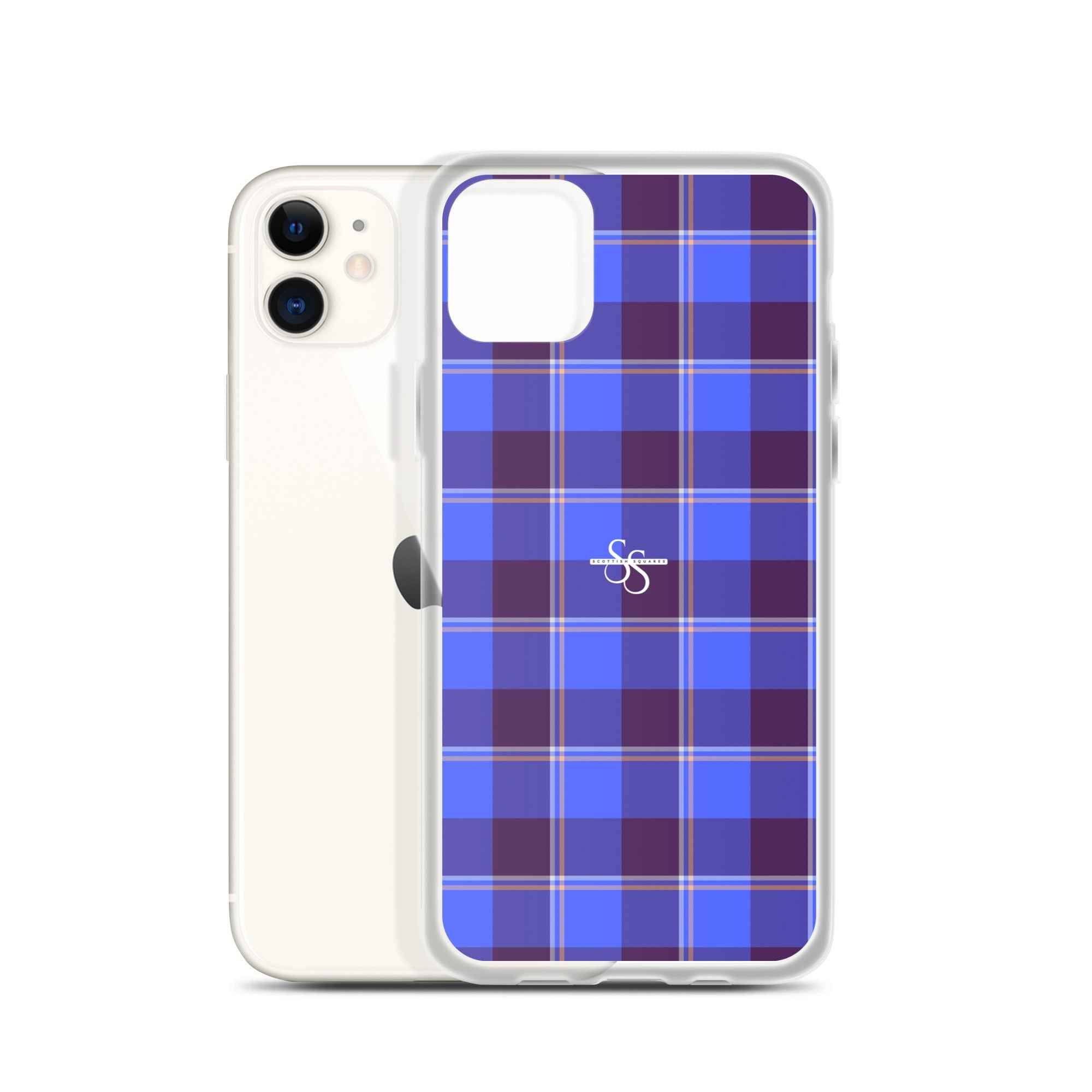 Clear Case for iPhone Cornflower Blue and Livid Brown Plaid iPhone 11 - Scottish Squares