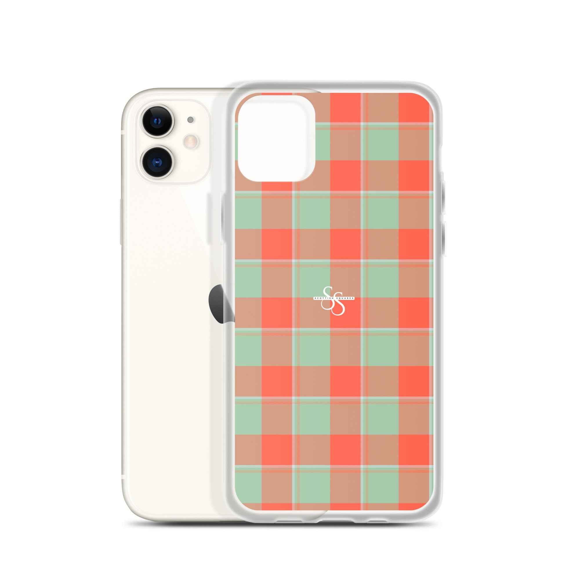 Clear Case for iPhone Spring Rain and Persimmon Plaid iPhone 11 - Scottish Squares
