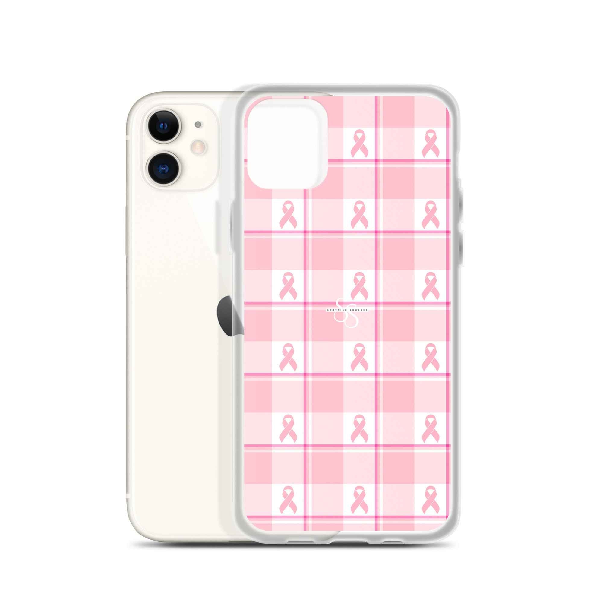 Clear Case for iPhone Breast Cancer Awareness Plaid iPhone 11 - Scottish Squares