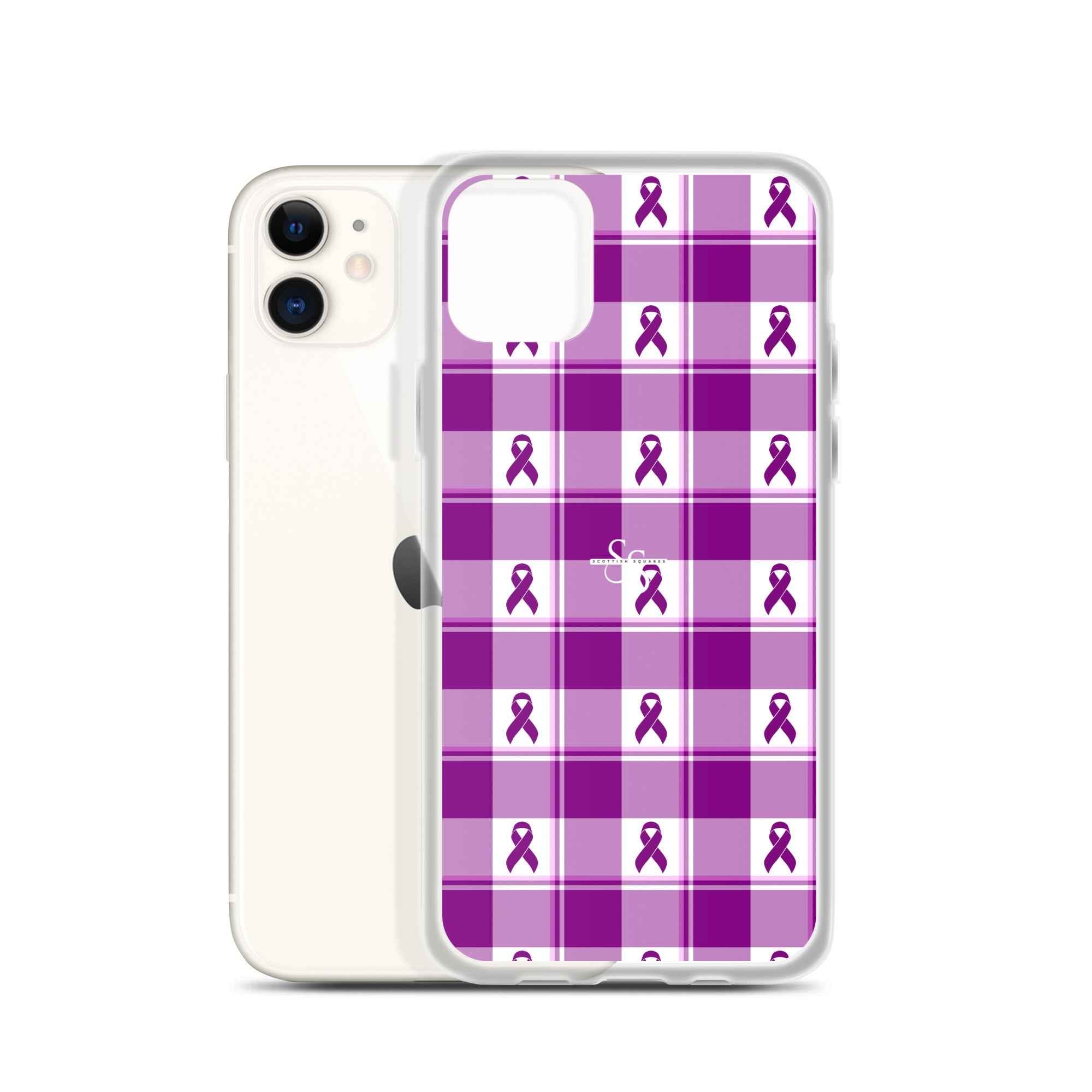 Clear Case for iPhone Pancreatic Cancer Awareness Plaid iPhone 11 - Scottish Squares